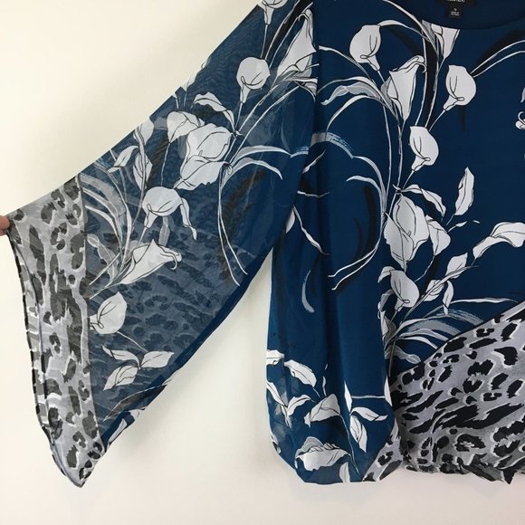 Alfani Angel Sleeve Bubble Hem Floral Blouse Top - Picture 6 of 8